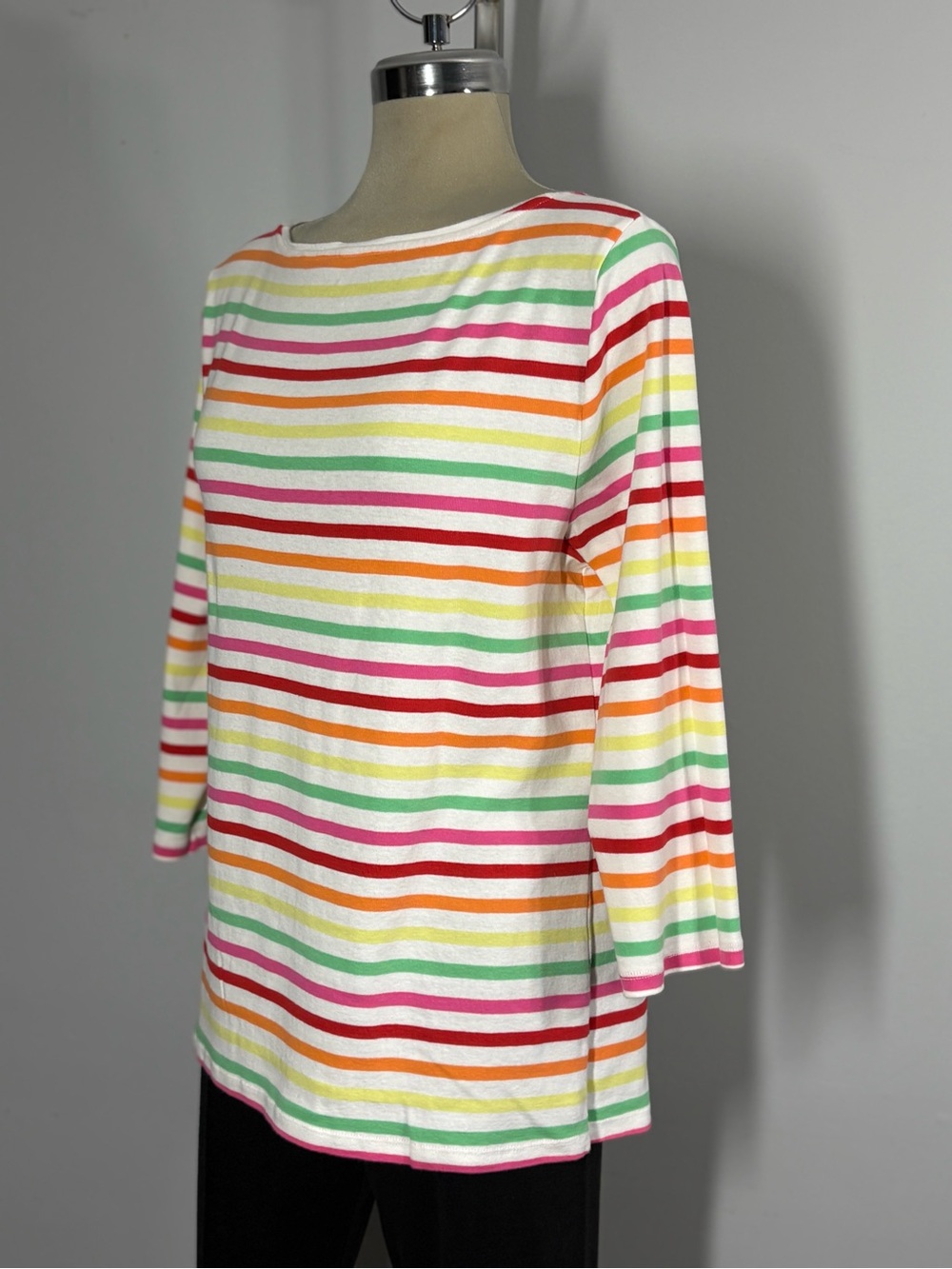 Talbots Multicolor Striped Long Sleeve Boatneck Top